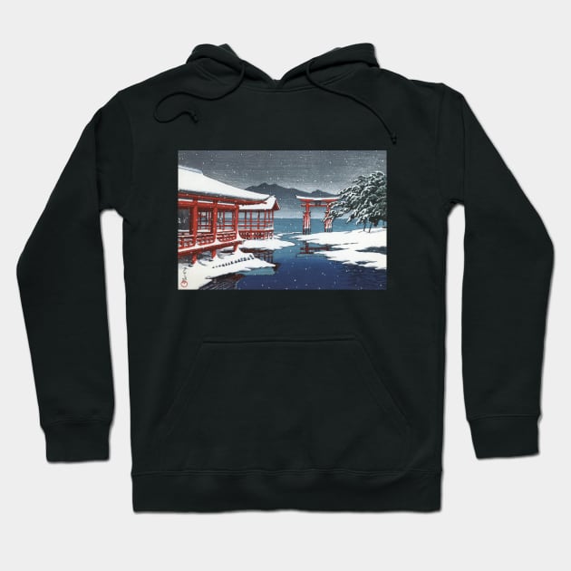 The Miyajima Shrine in Snow by Kawase Hasui Hoodie by Takeda_Art